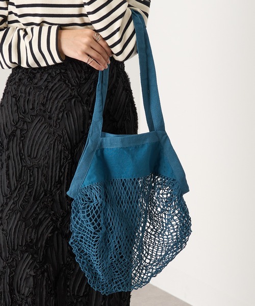 WESTFORD MILL(ウエストフォードミル)の「【WESTFORD MILL】オーガニックコットンメッシュバッグ ハンドバッグ マルシェバッグ 買い物 カラーバッグ マルシェバッグ WM150-O VTS(トートバッグ・レディース・イエロー/ネイビー/オレンジ/ブラック/オリーブ/ブルー/ナチュラル/グレー/セージグリーン・FREE)」の7枚目の写真