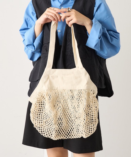 WESTFORD MILL(ウエストフォードミル)の「【WESTFORD MILL】オーガニックコットンメッシュバッグ ハンドバッグ マルシェバッグ 買い物 カラーバッグ マルシェバッグ WM150-O VTS(トートバッグ・レディース・イエロー/ネイビー/オレンジ/ブラック/オリーブ/ブルー/ナチュラル/グレー/セージグリーン・FREE)」の14枚目の写真