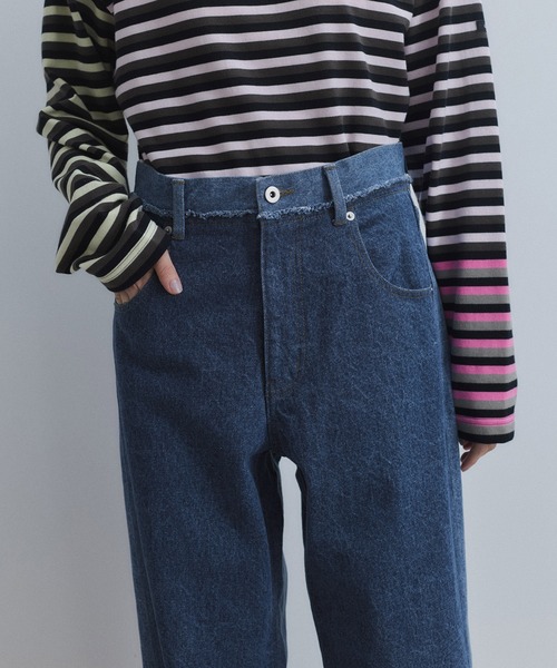 ADAM ET ROPE'（アダムエロペ）の「【WEB限定】イレギュラーヘムワイドストレートパンツ（その他パンツ・レディース・ブラック/ブルー系その他4/オフホワイト/チャコールグレー・34/36/38）」の21枚目の写真