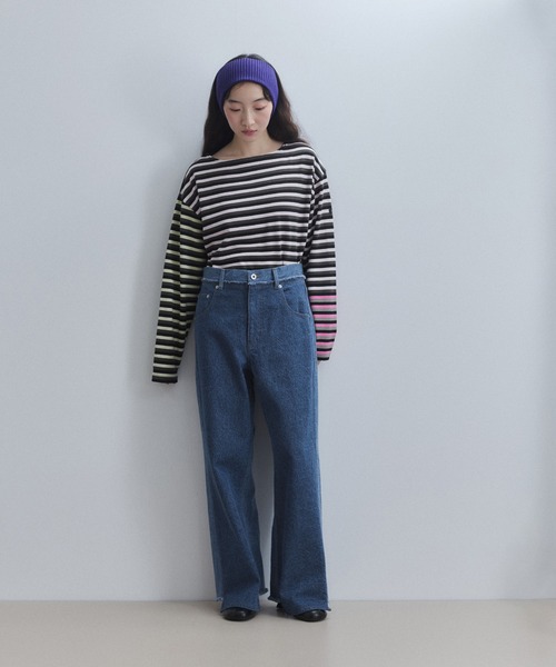 ADAM ET ROPE'（アダムエロペ）の「【WEB限定】イレギュラーヘムワイドストレートパンツ（その他パンツ・レディース・ブラック/ブルー系その他4/オフホワイト/チャコールグレー・34/36/38）」の16枚目の写真