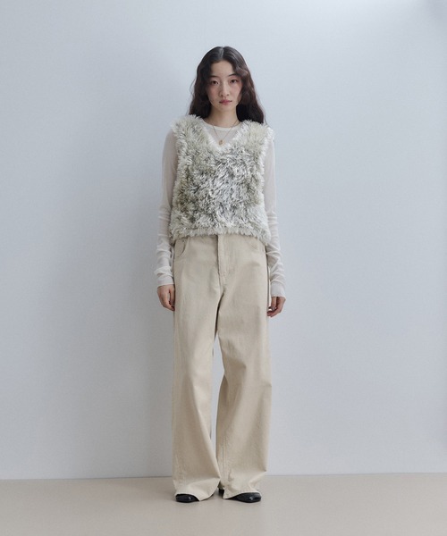 ADAM ET ROPE'（アダムエロペ）の「【WEB限定】イレギュラーヘムワイドストレートパンツ（その他パンツ・レディース・ブラック/ブルー系その他4/オフホワイト/チャコールグレー・34/36/38）」の18枚目の写真