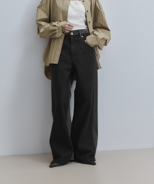 ADAM ET ROPE'（アダムエロペ）の「【WEB限定】イレギュラーヘムワイドストレートパンツ（その他パンツ・レディース・ブラック/ブルー系その他4/オフホワイト/チャコールグレー・34/36/38）」の12枚目の写真