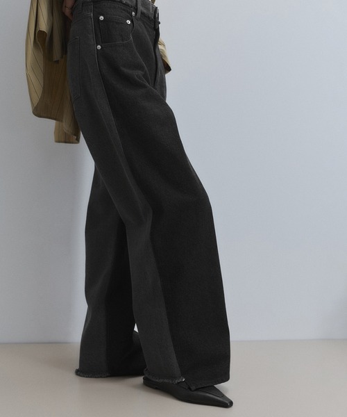 ADAM ET ROPE'（アダムエロペ）の「【WEB限定】イレギュラーヘムワイドストレートパンツ（その他パンツ・レディース・ブラック/ブルー系その他4/オフホワイト/チャコールグレー・34/36/38）」の14枚目の写真