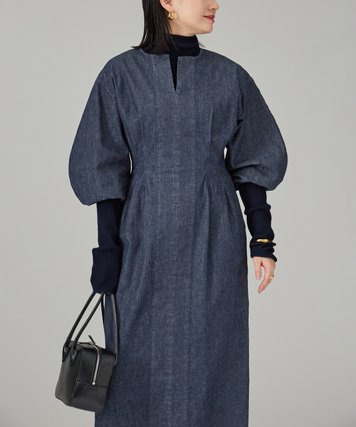 セール】ストレッチデニムウエストシェイプワンピース（ワンピース