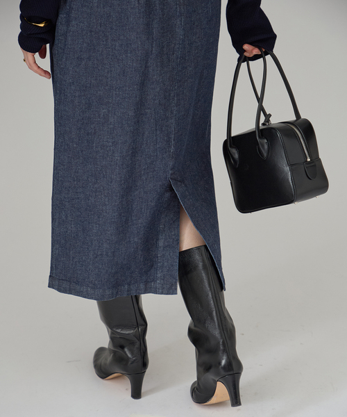 VERMEIL par iena(ヴェルメイユパーイエナ)の「ストレッチデニムウエストシェイプワンピース(ワンピース・レディース・ホワイト/ネイビー・40/38/36)」の7枚目の写真