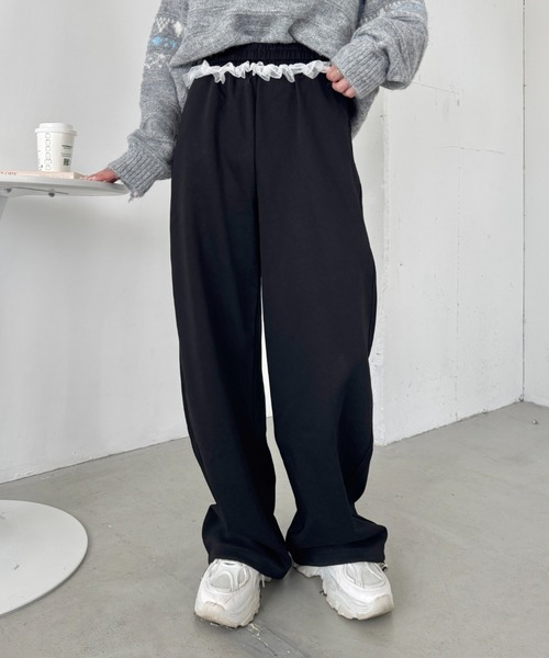 SOLLON.（ソルロン）の「ウエストチュールレーススウェットパンツ（スウェットパンツ・レディース・ネイビー/グレー/ブラック・FREE）」の7枚目の写真