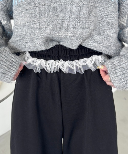 SOLLON.（ソルロン）の「ウエストチュールレーススウェットパンツ（スウェットパンツ・レディース・ネイビー/グレー/ブラック・FREE）」の10枚目の写真