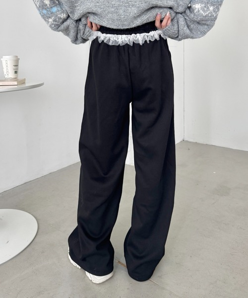 SOLLON.（ソルロン）の「ウエストチュールレーススウェットパンツ（スウェットパンツ・レディース・ネイビー/グレー/ブラック・FREE）」の8枚目の写真