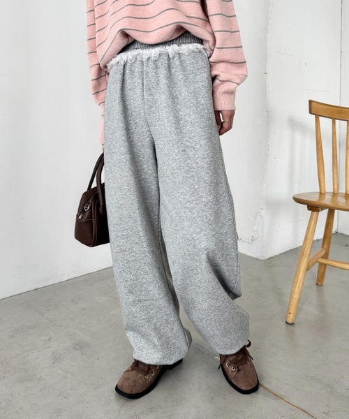 SOLLON.（ソルロン）の「ウエストチュールレーススウェットパンツ（スウェットパンツ・レディース・ネイビー/グレー/ブラック・FREE）」の13枚目の写真