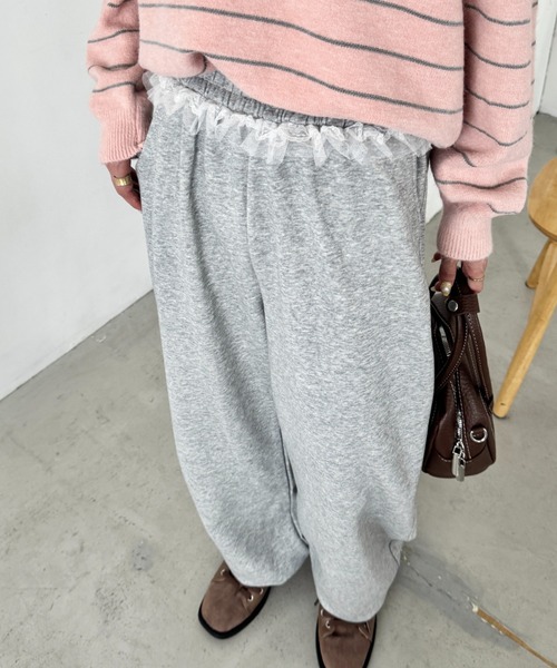 SOLLON.（ソルロン）の「ウエストチュールレーススウェットパンツ（スウェットパンツ・レディース・ネイビー/グレー/ブラック・FREE）」の14枚目の写真