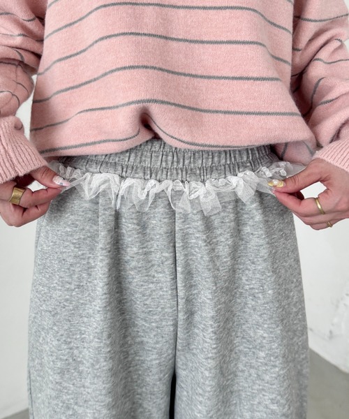 SOLLON.（ソルロン）の「ウエストチュールレーススウェットパンツ（スウェットパンツ・レディース・ネイビー/グレー/ブラック・FREE）」の15枚目の写真
