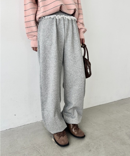 SOLLON.（ソルロン）の「ウエストチュールレーススウェットパンツ（スウェットパンツ・レディース・ネイビー/グレー/ブラック・FREE）」の12枚目の写真