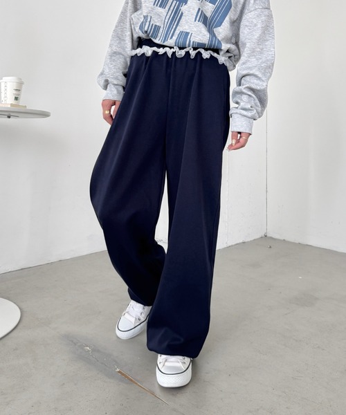 SOLLON.（ソルロン）の「ウエストチュールレーススウェットパンツ（スウェットパンツ・レディース・ネイビー/グレー/ブラック・FREE）」の17枚目の写真