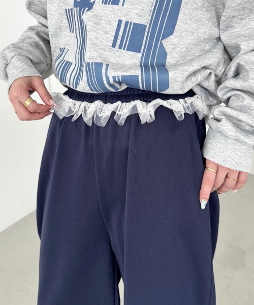 SOLLON.（ソルロン）の「ウエストチュールレーススウェットパンツ（スウェットパンツ・レディース・ネイビー/グレー/ブラック・FREE）」の21枚目の写真
