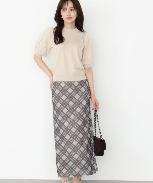 PROPORTION BODY DRESSING（プロポーションボディドレッシング）の「チェックナロースカート / 1215220804（スカート・レディース・ネイビー/ベージュ・P/S/MEDIUM）」の8枚目の写真