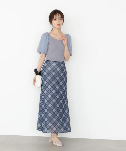 PROPORTION BODY DRESSING（プロポーションボディドレッシング）の「チェックナロースカート / 1215220804（スカート・レディース・ネイビー/ベージュ・P/S/MEDIUM）」の21枚目の写真