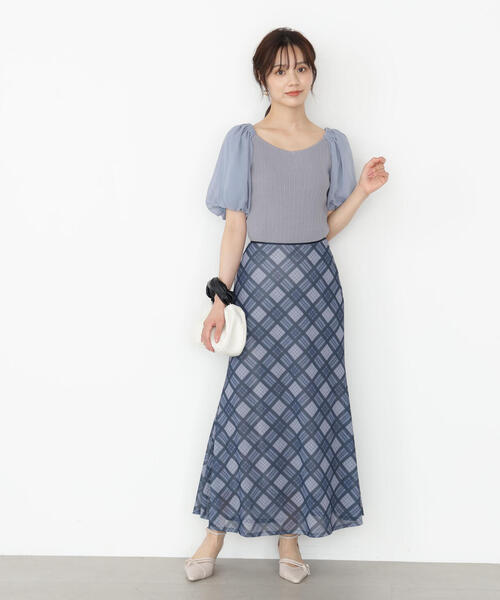 PROPORTION BODY DRESSING（プロポーションボディドレッシング）の「チェックナロースカート / 1215220804（スカート・レディース・ネイビー/ベージュ・P/S/MEDIUM）」の22枚目の写真