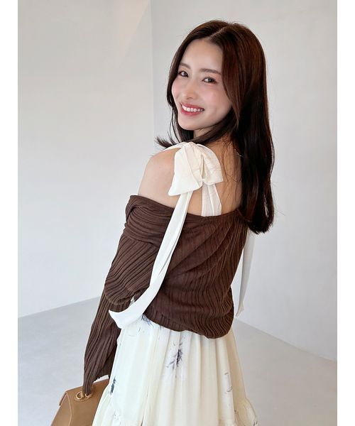 SNIDEL（スナイデル）の「シンプルリブカーディガン（カーディガン/ボレロ・レディース・ネイビー/ブラウン/ピンク/アイボリー・F）」の8枚目の写真