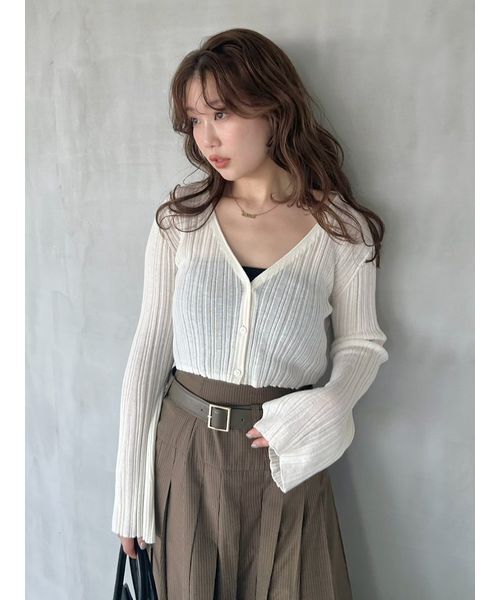 SNIDEL（スナイデル）の「シンプルリブカーディガン（カーディガン/ボレロ・レディース・ネイビー/ブラウン/ピンク/アイボリー・F）」の10枚目の写真