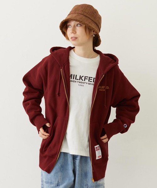 Champion（チャンピオン）の「MILKFED. × CHAMPION SWEAT ZIP HOODIE（パーカー・レディース・アッシュ/ライトブルー/バーガンディー/オートミール/チャコール・S/M）」の5枚目の写真