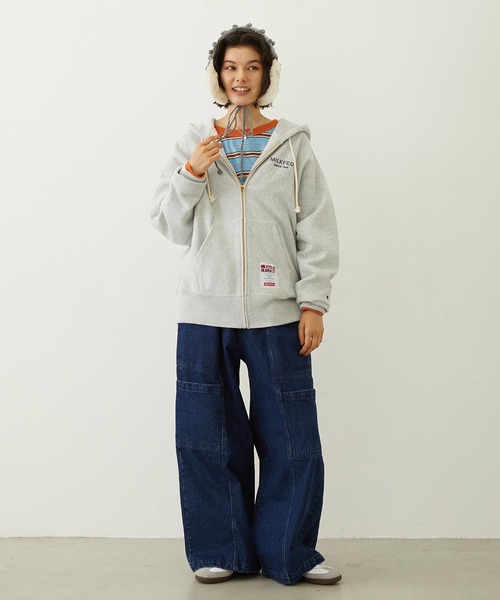 Champion（チャンピオン）の「MILKFED. × CHAMPION SWEAT ZIP HOODIE（パーカー・レディース・アッシュ/ライトブルー/バーガンディー/オートミール/チャコール・S/M）」の9枚目の写真