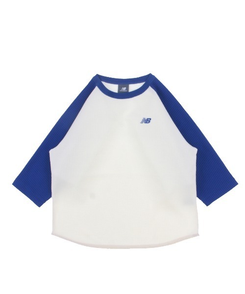 NEW BALANCE(ニューバランス)の「ニューバランス New Balance ショートスリーブシャツ ライトワッフルラグラン7分丈(Tシャツ/カットソー・キッズ・ホワイト×ブルー/ホワイト×ブラック/ブラック・130cm/140cm/150cm/160cm)」の1枚目の写真