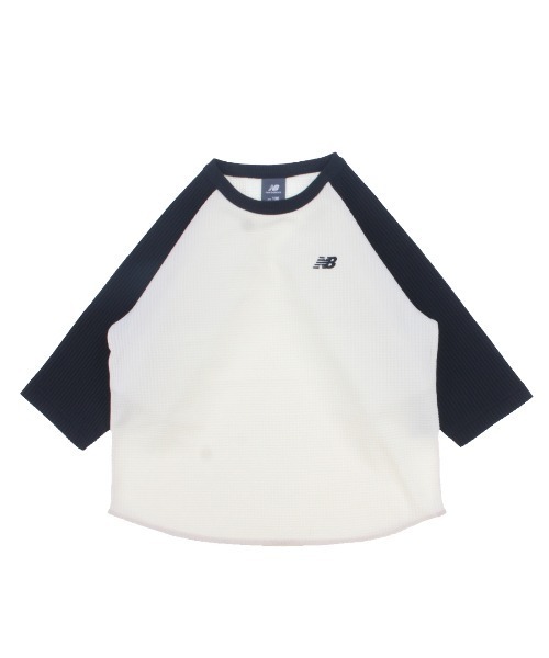 NEW BALANCE(ニューバランス)の「ニューバランス New Balance ショートスリーブシャツ ライトワッフルラグラン7分丈(Tシャツ/カットソー・キッズ・ホワイト×ブルー/ホワイト×ブラック/ブラック・130cm/140cm/150cm/160cm)」の2枚目の写真
