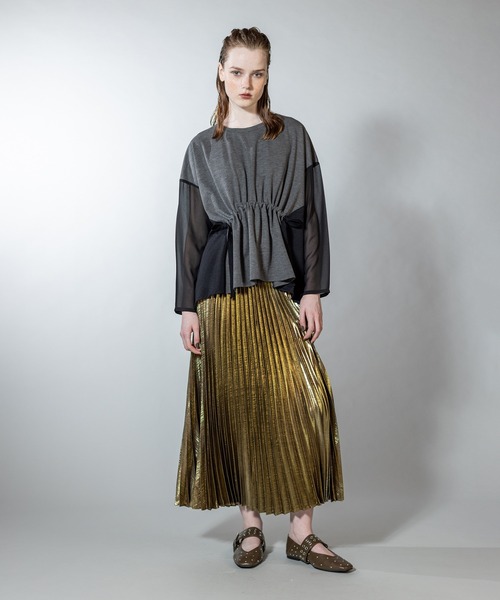 フォイルコーティングプリーツスカート