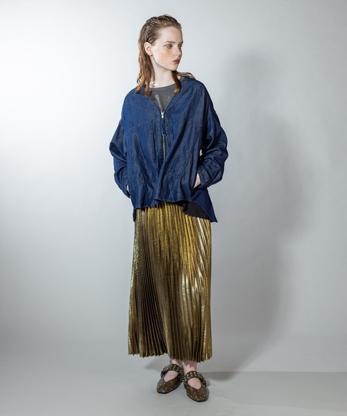 フォイルコーティングプリーツスカート