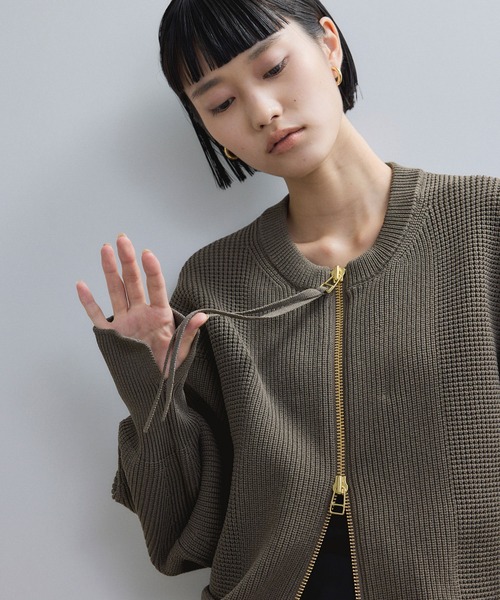 ADAM ET ROPE'（アダムエロペ）の「【WEB限定】・【サステナブル】ジップニットカーディガン（カーディガン/ボレロ・レディース・ダークブラウン/ブラック/カーキ・FREE）」の7枚目の写真