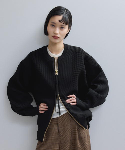 ADAM ET ROPE'（アダムエロペ）の「【WEB限定】・【サステナブル】ジップニットカーディガン（カーディガン/ボレロ・レディース・ダークブラウン/ブラック/カーキ・FREE）」の8枚目の写真