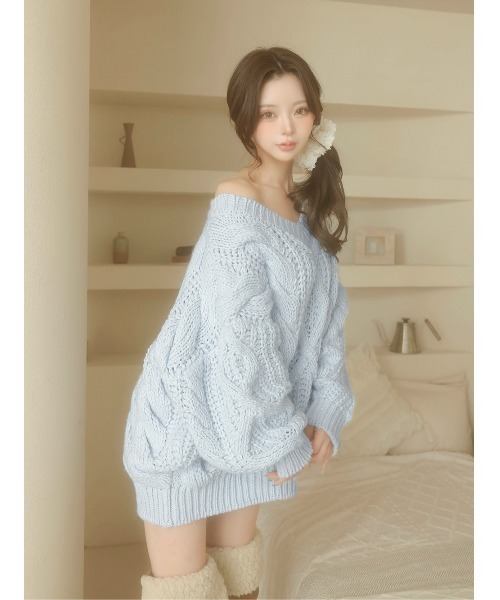 ルーズケーブルローゲージニットチュニック（チュニック