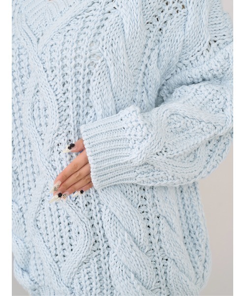 ルーズケーブルローゲージニットチュニック（チュニック