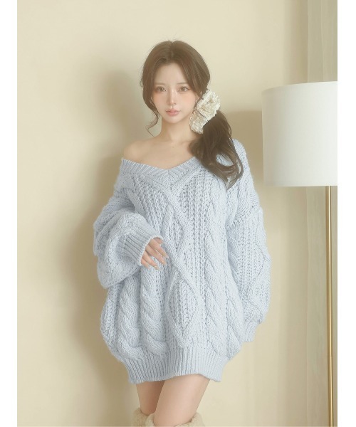 ルーズケーブルローゲージニットチュニック（チュニック）｜Darich