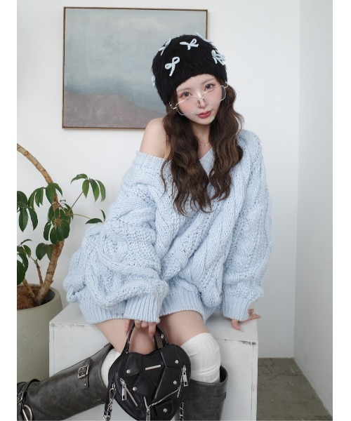 新品未開封　ダーリッチ darich ルーズケーブルローゲージニットチュニックF ルーズケーブルローゲージニットチュニック（チュニック