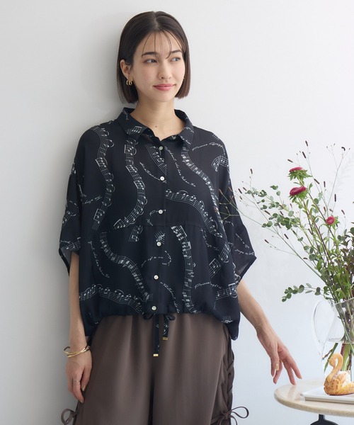 KATHARINE ROSS（キャサリンロス）の「【KATHARINE ROSS】音符プリントブラウス（シャツ/ブラウス・レディース・ブラック/ライトグレー・MEDIUM）」の9枚目の写真