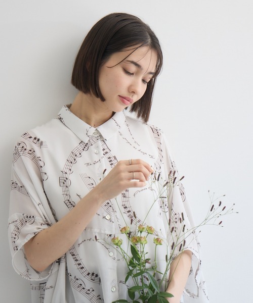 KATHARINE ROSS（キャサリンロス）の「【KATHARINE ROSS】音符プリントブラウス（シャツ/ブラウス・レディース・ブラック/ライトグレー・MEDIUM）」の13枚目の写真