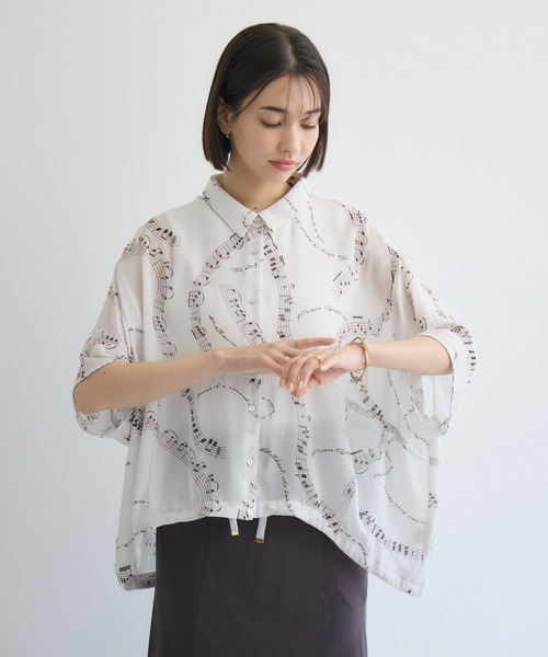 KATHARINE ROSS（キャサリンロス）の「【KATHARINE ROSS】音符プリントブラウス（シャツ/ブラウス・レディース・ブラック/ライトグレー・MEDIUM）」の17枚目の写真