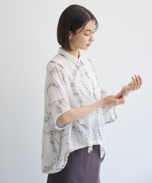 KATHARINE ROSS（キャサリンロス）の「【KATHARINE ROSS】音符プリントブラウス（シャツ/ブラウス・レディース・ブラック/ライトグレー・MEDIUM）」の18枚目の写真