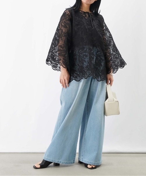 LUCA/LADY LUCK LUCA（ルカ/レディラックルカ）の「LC/LLL 前後2WAYオーバーレースブラウス（シャツ/ブラウス・レディース・ブラック/アイボリー・FREE）」の8枚目の写真