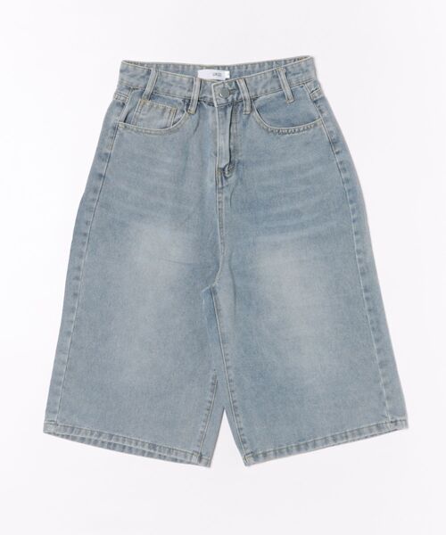 urge：（アージコロン ）の「【URGE：】ハイウエスト ハーフ丈 ワイド デニム パンツ（デニムパンツ・レディース・ライトブルー/ブルー・SMALL/MEDIUM/LARGE/X-LARGE）」の4枚目の写真