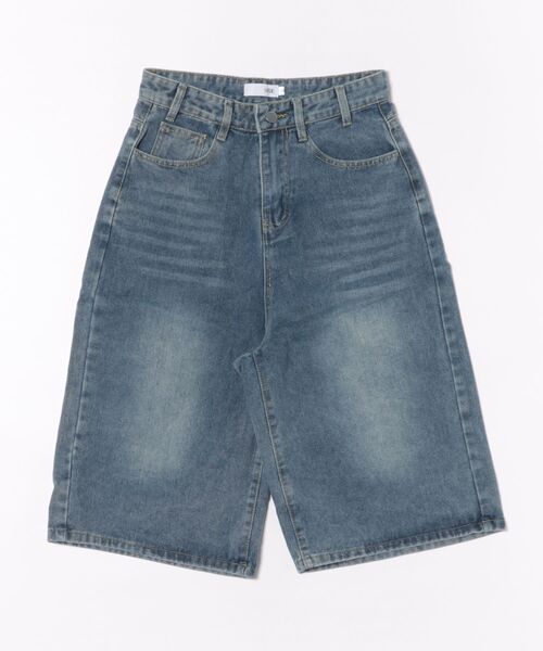 urge：（アージコロン ）の「【URGE：】ハイウエスト ハーフ丈 ワイド デニム パンツ（デニムパンツ・レディース・ライトブルー/ブルー・SMALL/MEDIUM/LARGE/X-LARGE）」の5枚目の写真