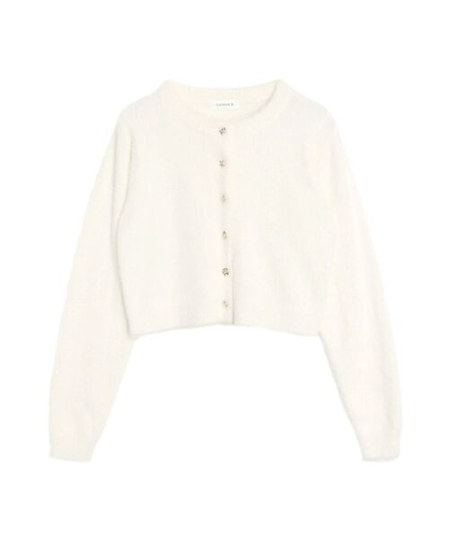 CALNAMUR(カルナムール)の「ローズボタンシャギーニットカーディガン(カーディガン/ボレロ・レディース・ホワイト/ピンク/ブラウン・FREE)」の2枚目の写真