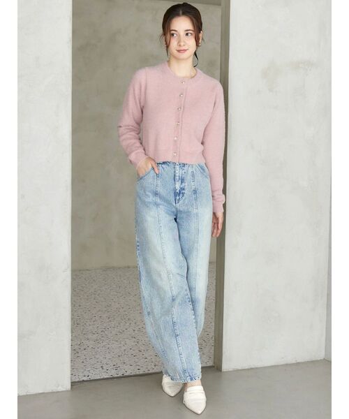 CALNAMUR(カルナムール)の「ローズボタンシャギーニットカーディガン(カーディガン/ボレロ・レディース・ホワイト/ピンク/ブラウン・FREE)」の9枚目の写真