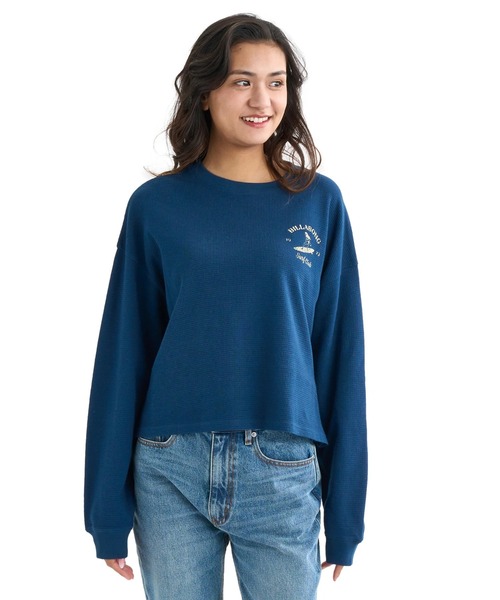 BILLABONG(ビラボン)の「BILLABONG レディース CATCH FEELINGS LS TEE ロンT 【2025年秋冬モデル】/ビラボン調温機能バックプリント長袖ワッフルロンT(Tシャツ/カットソー・レディース・ヘザーグレー/ネイビー/アイボリー・MEDIUM/LARGE)」の6枚目の写真
