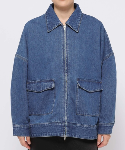 LOWRYS FARM（ローリーズファーム）の「デニムＺＩＰブルゾン  570749（デニムジャケット・レディース・ブラック/ブルー・FREE）」の3枚目の写真
