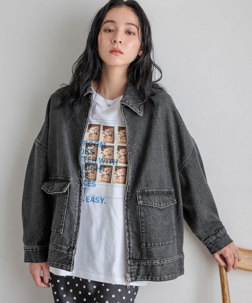 LOWRYS FARM（ローリーズファーム）の「デニムＺＩＰブルゾン  570749（デニムジャケット・レディース・ブラック/ブルー・FREE）」の17枚目の写真