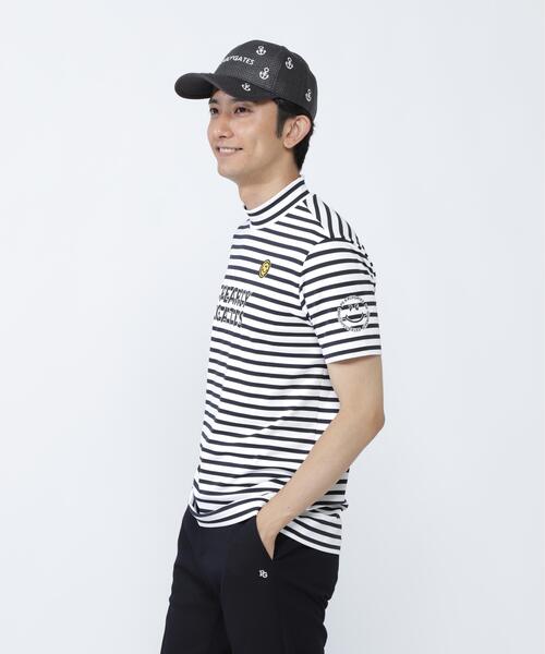 PEARLY GATES(パーリーゲイツ)の「【PEARLY GATES】ボーダー柄 PG is PG ベアカノコ半袖ハイネックカットソー <ボーダー柄>(Tシャツ/カットソー・メンズ・ホワイト系その他・MEDIUM/X-LARGE/LARGE)」の4枚目の写真