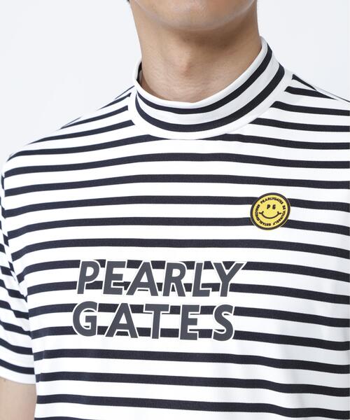 PEARLY GATES(パーリーゲイツ)の「【PEARLY GATES】ボーダー柄 PG is PG ベアカノコ半袖ハイネックカットソー <ボーダー柄>(Tシャツ/カットソー・メンズ・ホワイト系その他・MEDIUM/X-LARGE/LARGE)」の6枚目の写真