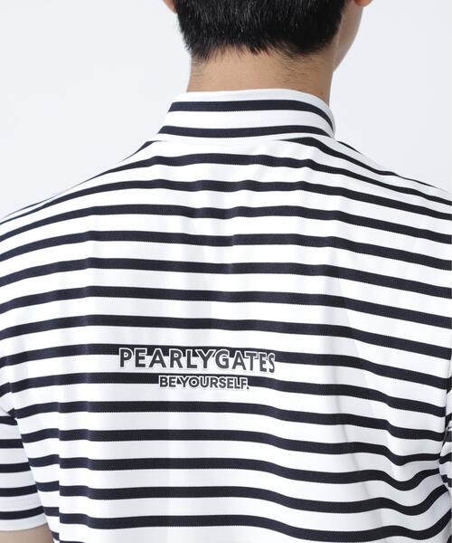 PEARLY GATES(パーリーゲイツ)の「【PEARLY GATES】ボーダー柄 PG is PG ベアカノコ半袖ハイネックカットソー <ボーダー柄>(Tシャツ/カットソー・メンズ・ホワイト系その他・MEDIUM/X-LARGE/LARGE)」の9枚目の写真
